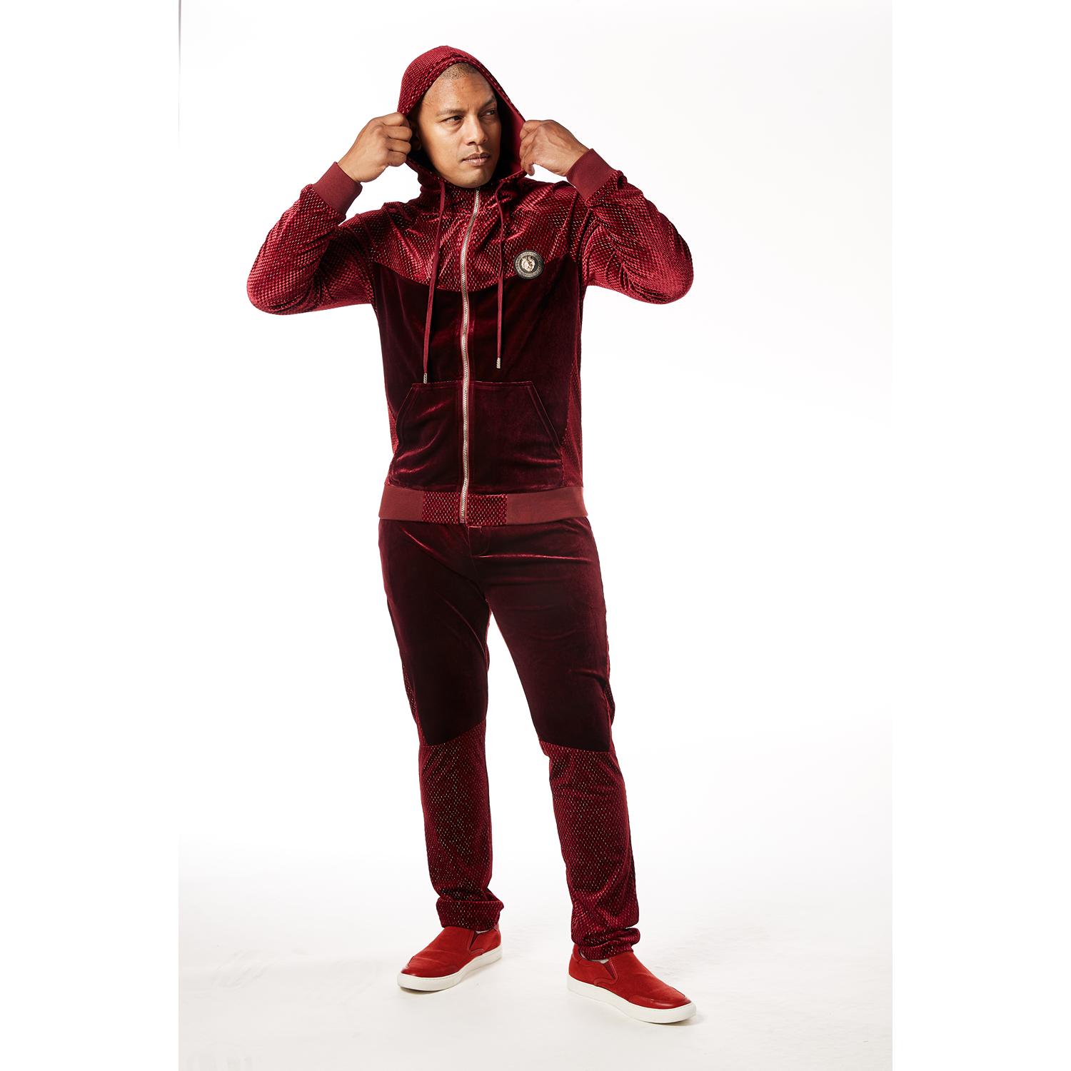 Burgundy velour hot sale tracksuit